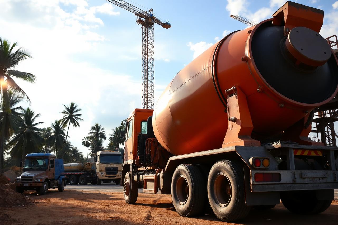 Truck mixer PT Borneo Beton mengirim beton readymix ke proyek di Sampit Kotawaringin Timur